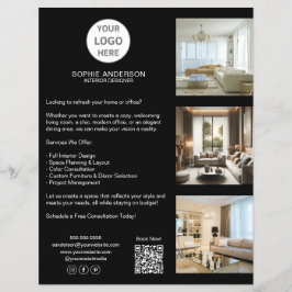 Modern Anpassningsbar Logotyp Black Professionell Reklamblad