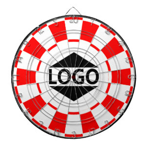 Modern Anpassningsbar Logotyp Image on Red & White Darttavla
