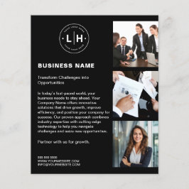 Modern Anpassningsbar Logotyp Photo QR Black Busin Flygblad