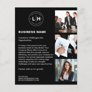 Modern Anpassningsbar Logotyp Photo QR Black Busin Flygblad