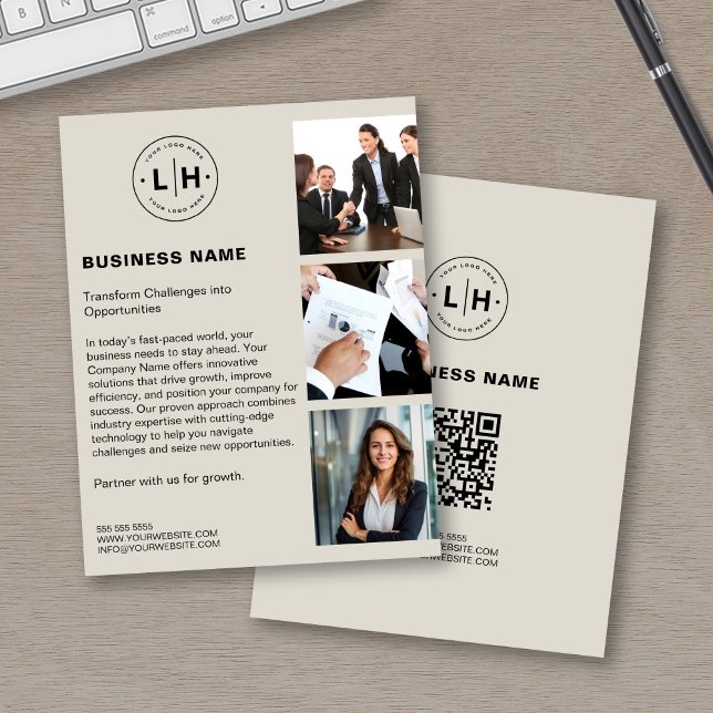 Modern Anpassningsbar Logotyp Photo QR Business Flygblad (Modern Custom Logo Photo QR Business Flyer)