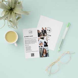 Modern Anpassningsbar Logotyp Photo QR White Busin Flygblad