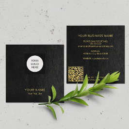 Modern anpassningsbar logotyp QR-kod svart guld Fyrkantigt Visitkort
