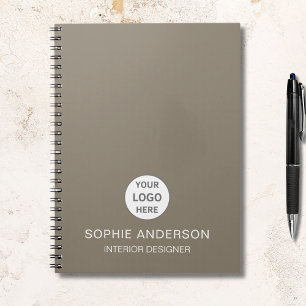 Modern Anpassningsbar Logotyp Taupe Professionell Anteckningsbok