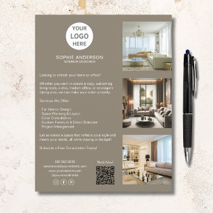 Modern Anpassningsbar Logotyp Taupe Professionell Reklamblad