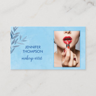 Modern Anpassningsbar Makeup Artist Blue Watercolo Visitkort