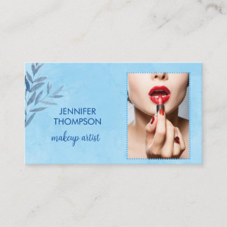 Modern Anpassningsbar Makeup Artist Blue Watercolo Visitkort