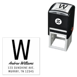 Modern Anpassningsbar Monogram Adress Self-Inking Självfärgande Stämpel