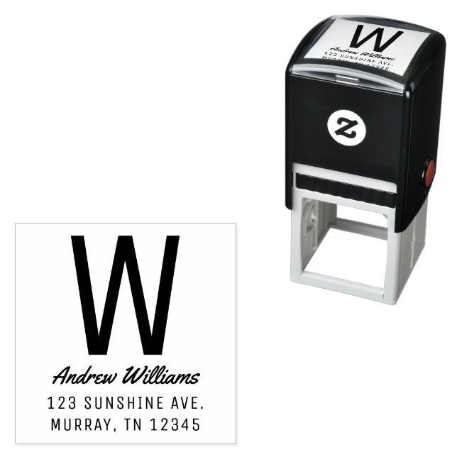 Modern Anpassningsbar Monogram Adress Self-Inking  Självfärgande Stämpel (In Situ)