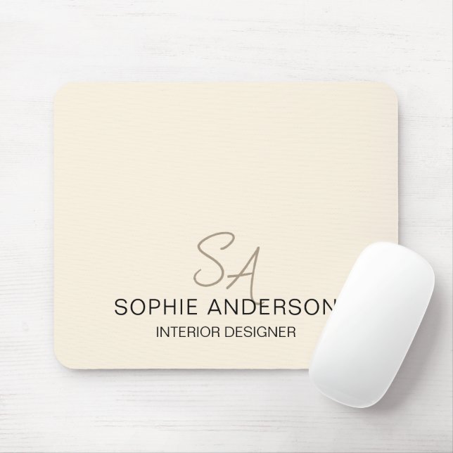 Modern Anpassningsbar Monogram Cream Professionell Musmatta (Med mus)