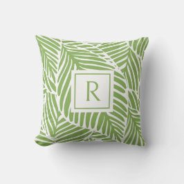 Modern Anpassningsbar Monogram Grönt Löv Kudde