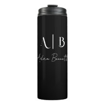 Modern Anpassningsbar Monogram Initialer Namn Blac