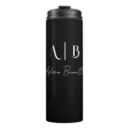 Modern Anpassningsbar Monogram Initialer Namn Blac