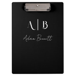 Modern Anpassningsbar Monogram Initialer Namn Blac