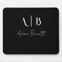 Modern Anpassningsbar Monogram Initialer Namn Blac