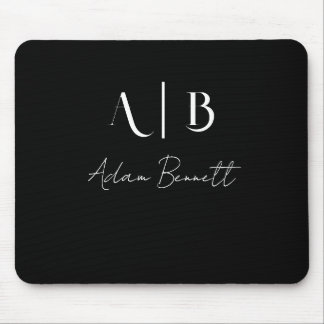 Modern Anpassningsbar Monogram Initialer Namn Blac Musmatta