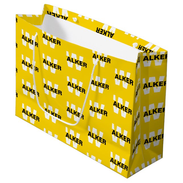 Modern Anpassningsbar Monogram Namn Guld Gift Bag (Framsidan Vinklad)