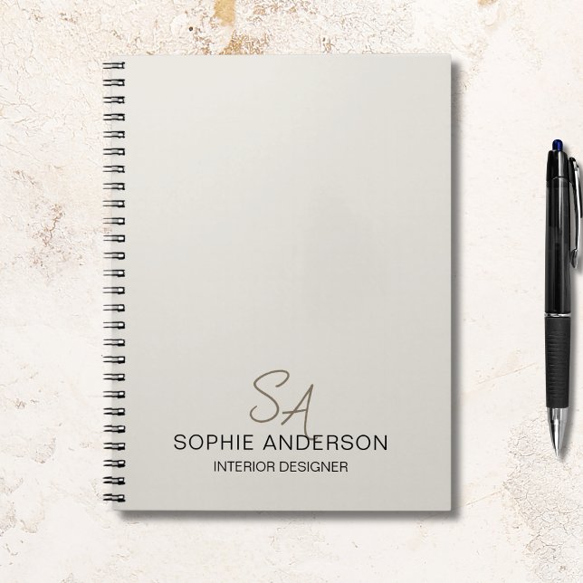Modern Anpassningsbar Monogram Professionell Busin Anteckningsbok (Modern Custom Monogram Professional Business Notebook)