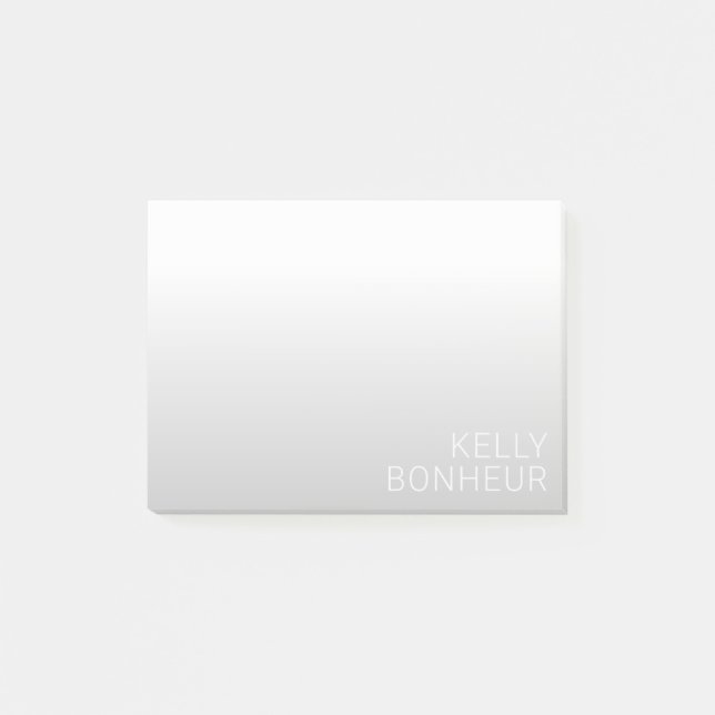 Modern Anpassningsbar Namn | Grå Gradient Post-it Block (Framsida)