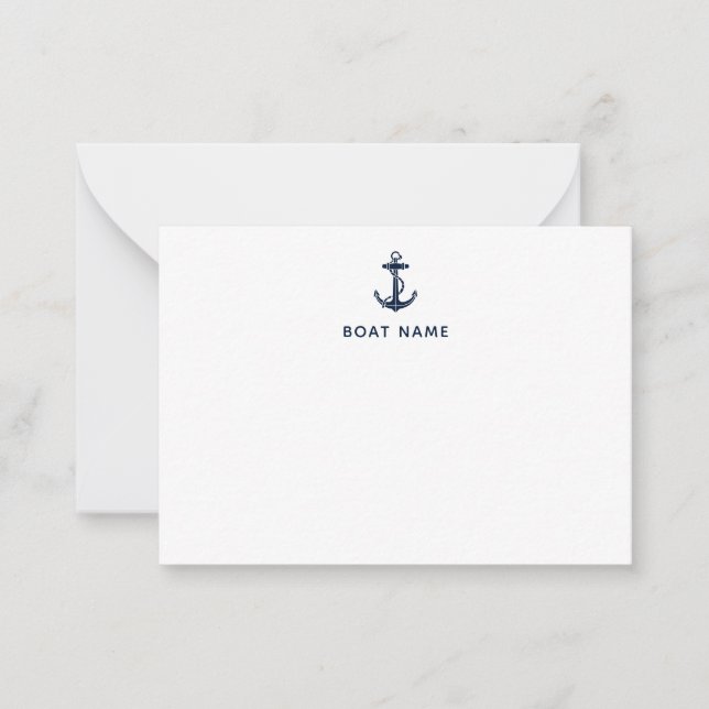 Modern Anpassningsbar Nautical Navy Blue Anchor Anteckningskort (Framsida)