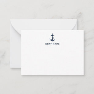 Modern Anpassningsbar Nautical Navy Blue Anchor Anteckningskort