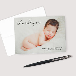 Modern Anpassningsbar Newborn Baby Photo Heart-skr Tack Kort