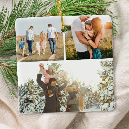 Modern Anpassningsbar offert Personlig 3 Fotokolla Julgransprydnad Keramik
