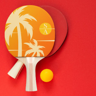 Modern Anpassningsbar par Namn Brev Handflatan Trä Pingisracket