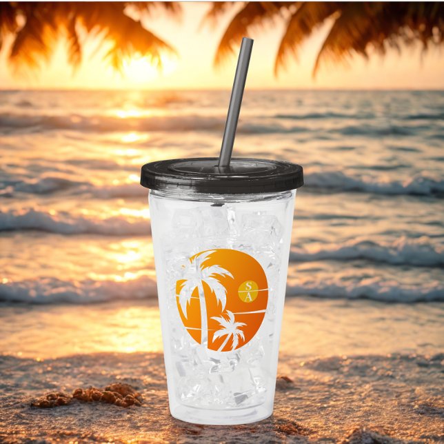 Modern Anpassningsbar par Namn Brev Handflatan Trä Take Away Mugg (Modern personalized wedding couple name letter acrylic tumbler )