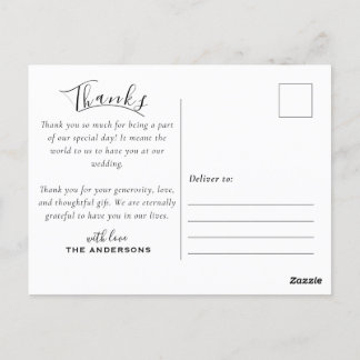 Modern Anpassningsbar Photo Black & White Bröllop Vykort