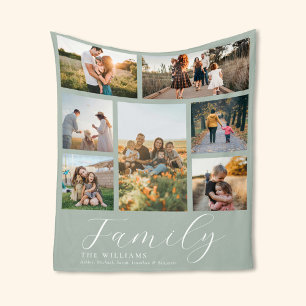 Modern Anpassningsbar Photo Collage Elegant Script Fleecefilt
