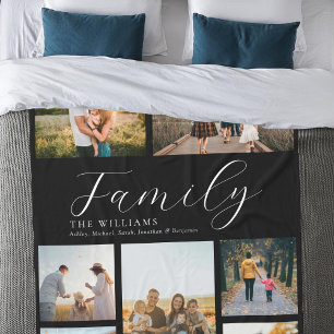 Modern Anpassningsbar Photo Collage Elegant Script Fleecefilt