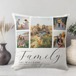 Modern Anpassningsbar Photo Collage Elegant Script Kudde<br><div class="desc">Skapa din egen anpassningsbar fotokudde,  lägg bara till bilder som du vill ha för en personlig-familj dekorativ kudde.</div>