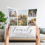 Modern Anpassningsbar Photo Collage Elegant Script Kudde<br><div class="desc">Skapa din egen anpassningsbar fotokudde,  lägg bara till bilder som du vill ha för en personlig-familj dekorativ kudde.</div>