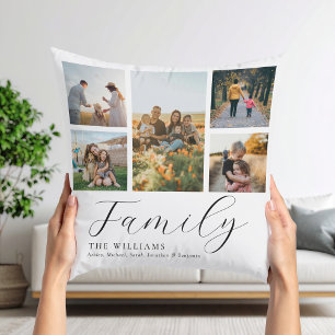Modern Anpassningsbar Photo Collage Elegant Script Kudde