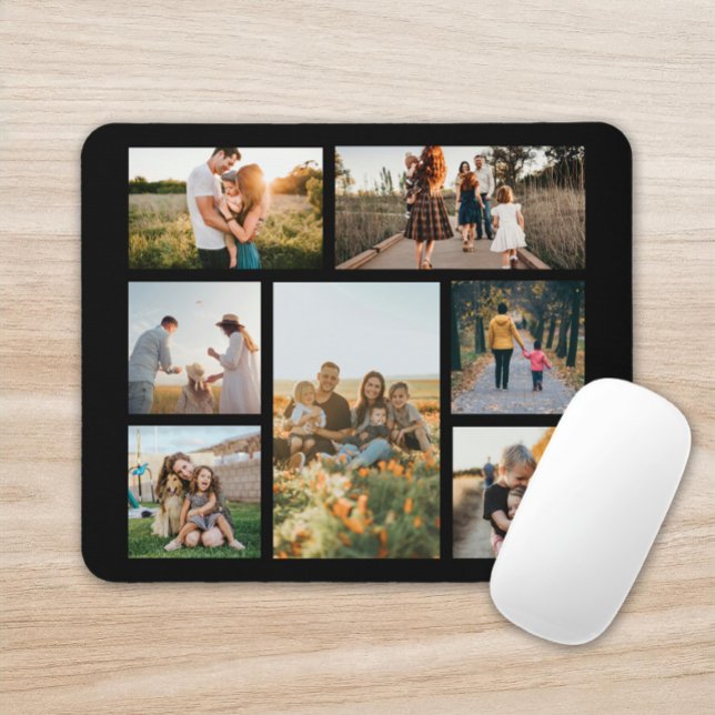 Modern Anpassningsbar Photo Collage Family Personl Musmatta (Skapare uppladdad)