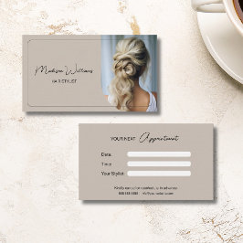 Modern Anpassningsbar Photo Hair Stylist Beige Tidsbeställning Kort