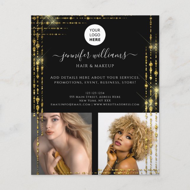 Modern Anpassningsbar Photo Logotyp Promotive Blac Flygblad (Framsidan)