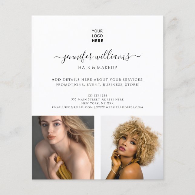 Modern Anpassningsbar Photo Logotyp Promotive Whit Flygblad (Framsidan)