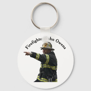 Modern Anpassningsbar Photo och Namn Firefighter Nyckelring