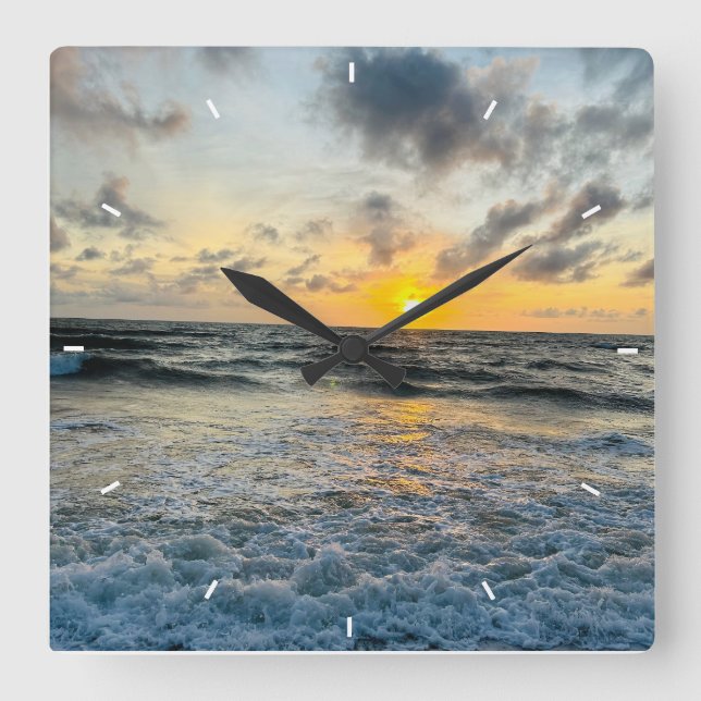 Modern Anpassningsbar Photo Personlig Wall Fyrkantig Klocka (Framsida)