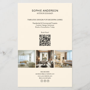 Modern Anpassningsbar Photo QR Cream Professionell Flygblad