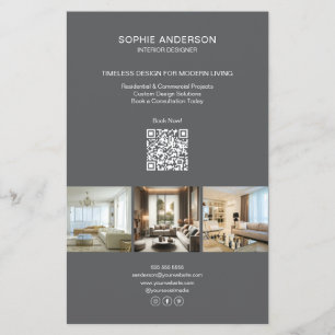 Modern Anpassningsbar Photo QR Grått Professionell Flygblad