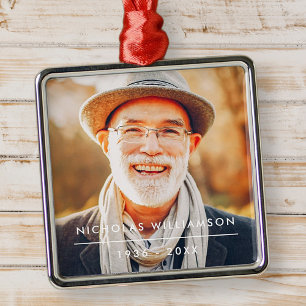Modern Anpassningsbar Photo Simple Memorial Memory Julgransprydnad Metall