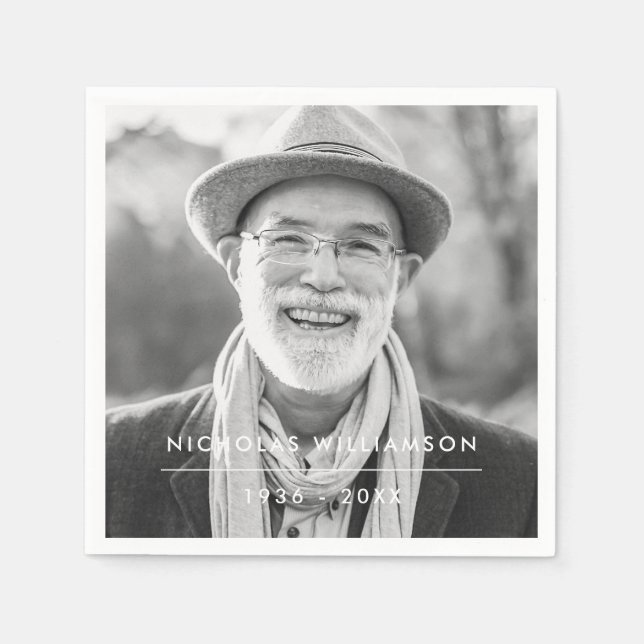 Modern Anpassningsbar Photo Simple Memorial Memory Pappersservett (Framsidan)