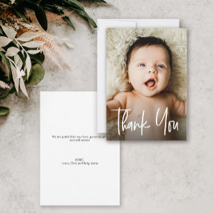 Modern Anpassningsbar Photo Small Note Baby Shower Tack Kort