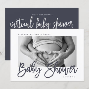 Modern Anpassningsbar Photo Virtuell Baby Shower Inbjudningar