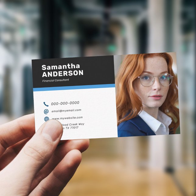 Modern Anpassningsbar Photo Visitkort (Modern Custom Photo Business Card)