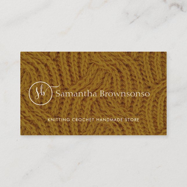 Modern Anpassningsbar Photo Yarn Knitting Crochet Visitkort (Baksida)