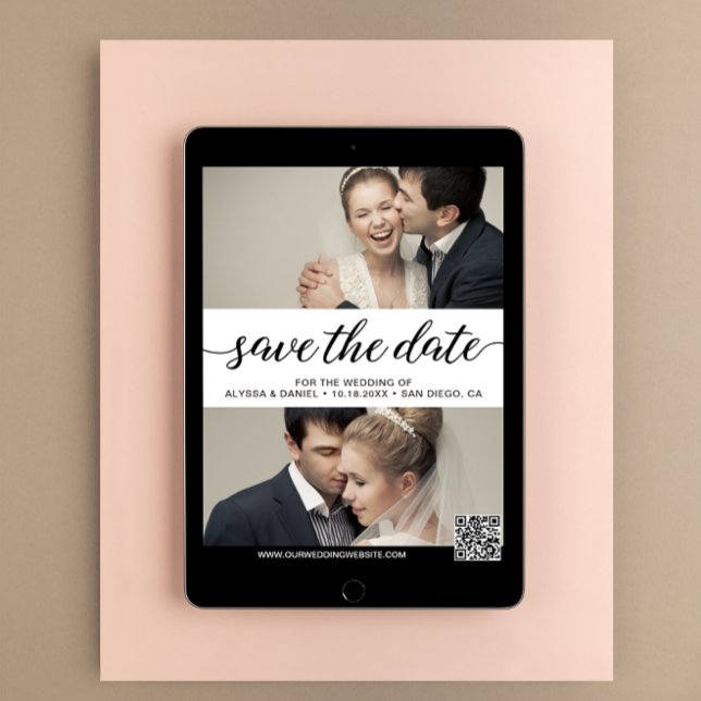 Modern Anpassningsbar Photos Digital Bröllop Inbjudningar (Digital photo wedding save the date template)